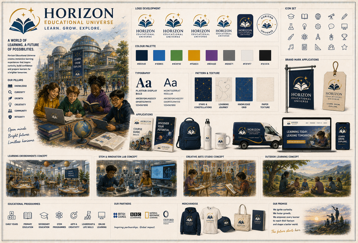 Horizon Educational Universe learning identity and environment concept board